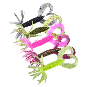 Bionic morbido a verme ombrello con gancio di piombo, 7 cm da 1,8 g di un set di fiori a doppia coda