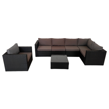 Black PE rattan L-corner guest lounge set