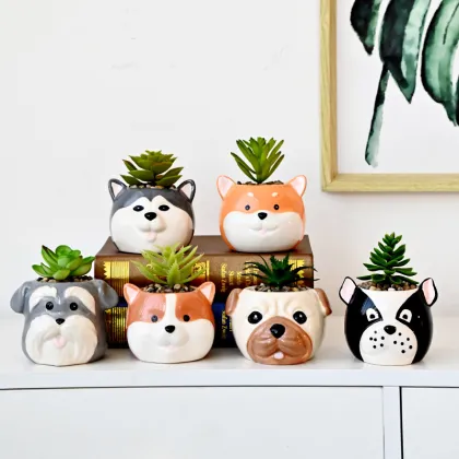 Creative Resin Succulent Vases with Cartoon Animal Designs