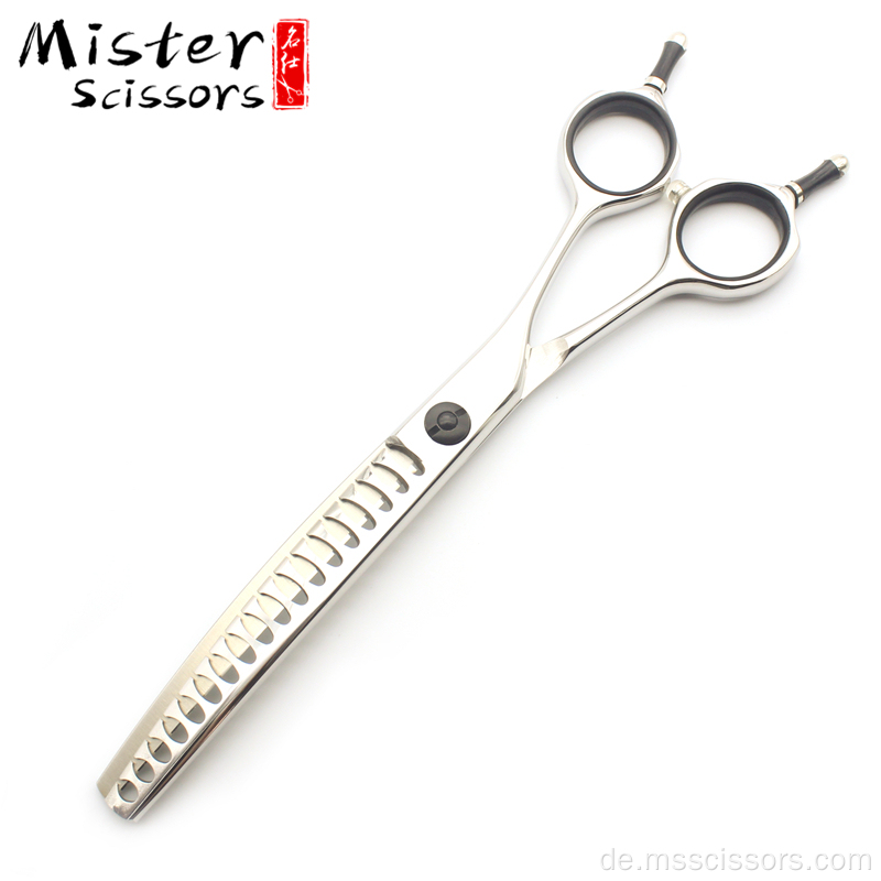 6,5 Zoll Fishbone Zähne 440C gebogene dünner werdende Schere Pet Grooming Scissors