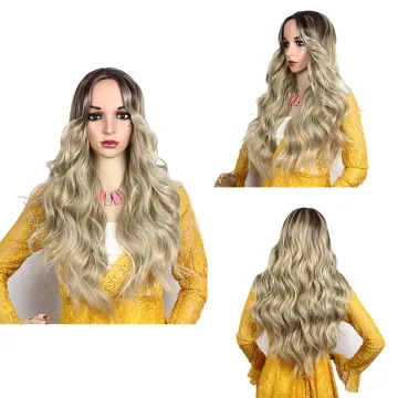 Wholesale Adjustable Artificial Cheap Crochet Custom Dyed Women Extensions Blonde Natural Synthetic Middle Part Hair Wigs