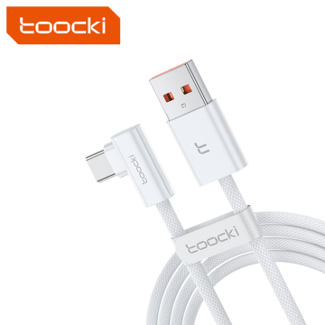 Toocki Premium Nylon Braided 90 Degree Right Angle Elbow Design USB A to USB Type C PD Fast Charging Cable