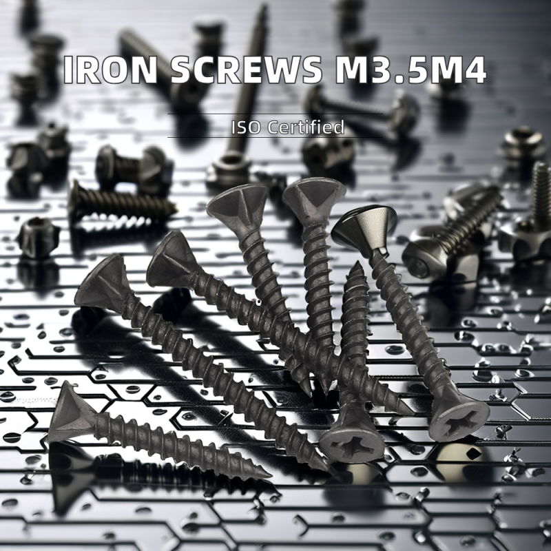 High Quality M3.5M4 Titanium Plastic Self-Tapping Screws Iron Gray Phosphorus Wallboard Nail Cross Countersunk Head Four ISO