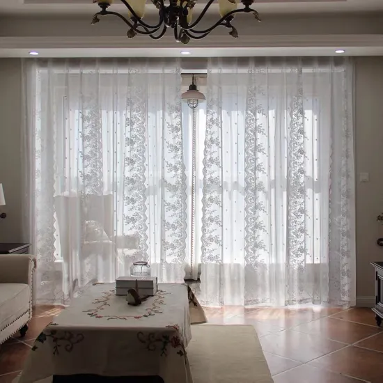 Pastoral Style Nordic Embroidered Lace Curtains for Living Room