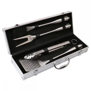Stainless Steel BBQ Tool Set in Aluminum Carry Case