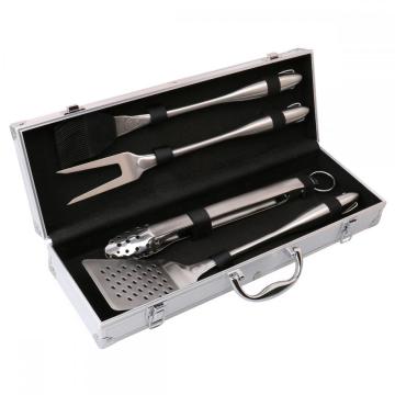 Stainless Steel BBQ Tool Set in Aluminum Carry Case