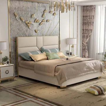 Modern headboard luxury leather storage bed