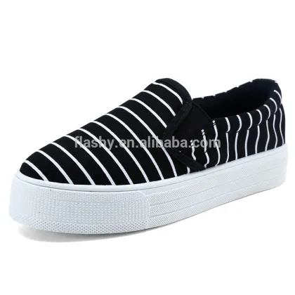 Wholesale high platform shoes slip on wedge heel canvas shoe