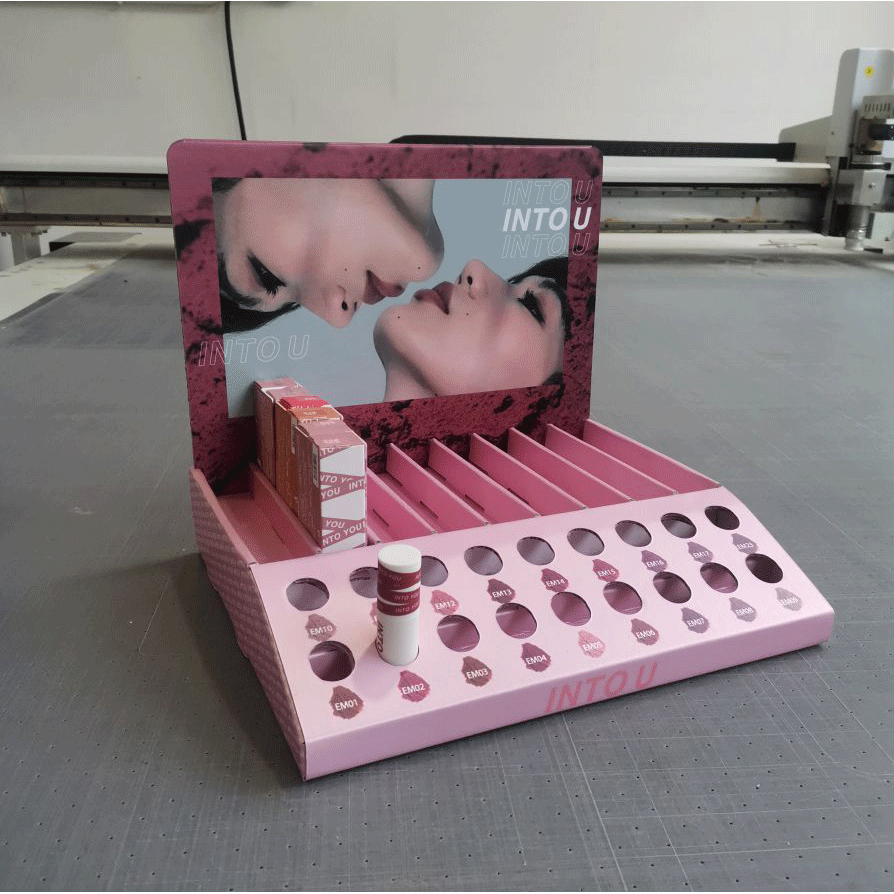Atractivo soporte de exhibición de papel para cosméticos