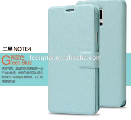 Cheapest Colorful Silk Wallet Flip case for Mobile phone Samsung Note4