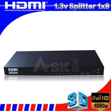 1x8 HDMI Amplifier Splitter Support 3D 1.3v