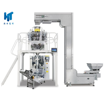 Vertical packaging machine combined with multihead weigher