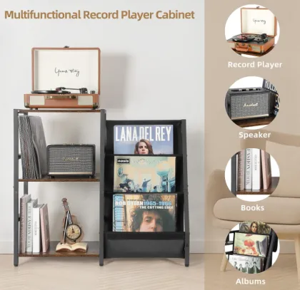 3-Tier Record Player Stand and Vinyl Storage Rack