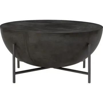 Modern Round Concrete Coffee Table with Chrome Metal Base for Gardens