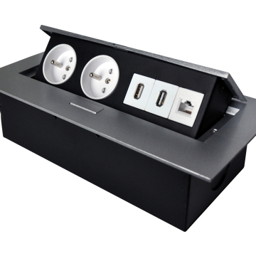 Multifunction Table Socket: 2 French Outlets, 2 USB Ports, and 1 Network Socket