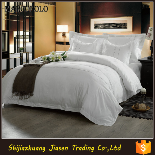 Hotel Used 100% Cotton Bed Sheet Bed Cover White Color 300TC King Size