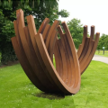 Rustic Cube Shape Decoration Garden Corten Steel Sculpture