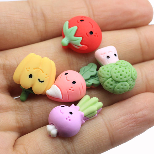 100 stks Miniatuur Cartoon Groenten Hars Plaksteen Cabochon Kawaii Simulatie Voedsel DIY Scrapbooking Sieraden Charms Accessoires