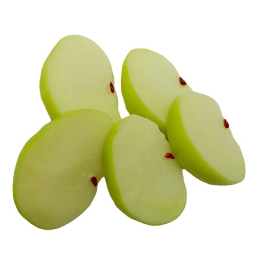 Artificial Green Apple Slice Flatback Resin Cabochons 3D Plastic Apple Fruit Slime Charms Slices For Fairy Garden Home Decor