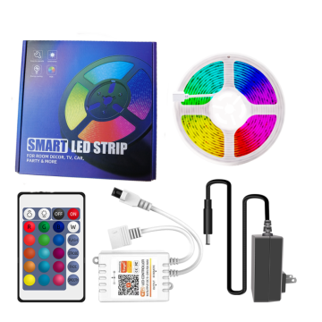 Tuya WiFi RGB LED Light Strip - 5m to 15m, 30LEDs to 60LEDs, Smart App Control, Music Sync, Ideal for Bedroom, Garden, Window Decoration
