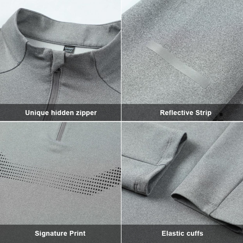 Men's Long Sleeve Athletic Slim Zip Shirts