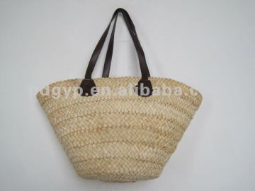 Nature color maise straw handle bag