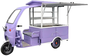 Electric three wheeled dining cart, mobile multifunctional snack cart, movable insulated vending cart