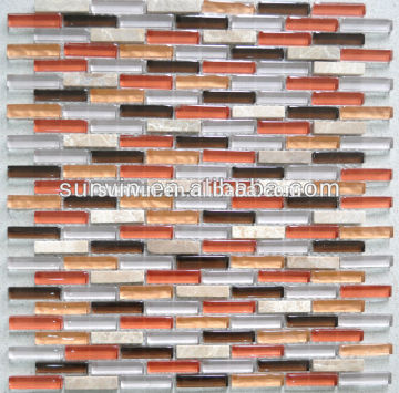 Washing room wall material glass mix stone mosaic tile