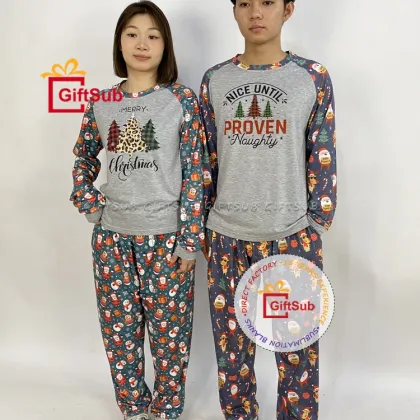 Matching Family Christmas Pajamas: Wholesale Long Sleeve Raglan Shirts & Printed Pants for Sublimation