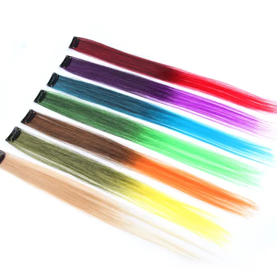 AliLeader Wholesale 20 Inch Synthetic Silky Straight Hair Extension Clip In Hairpiece