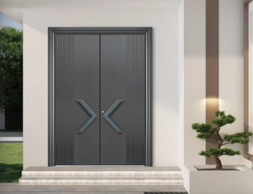 Poignée en forme de X Double porte d'art en aluminium gris foncé