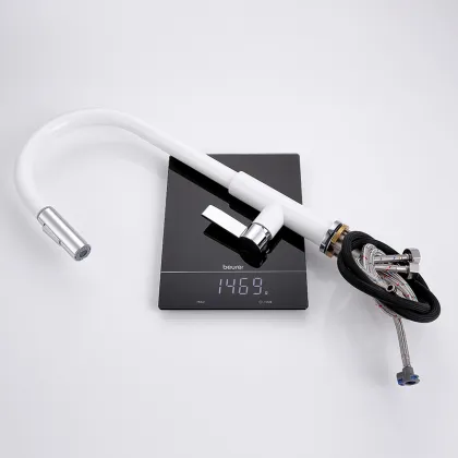 White Spray Head Kitchen Faucet