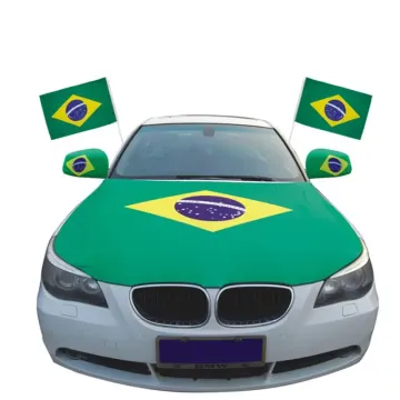 Sunshine Custom Engine Hood Cover Car Flags with Plastic Window Flag Poles for Brazil