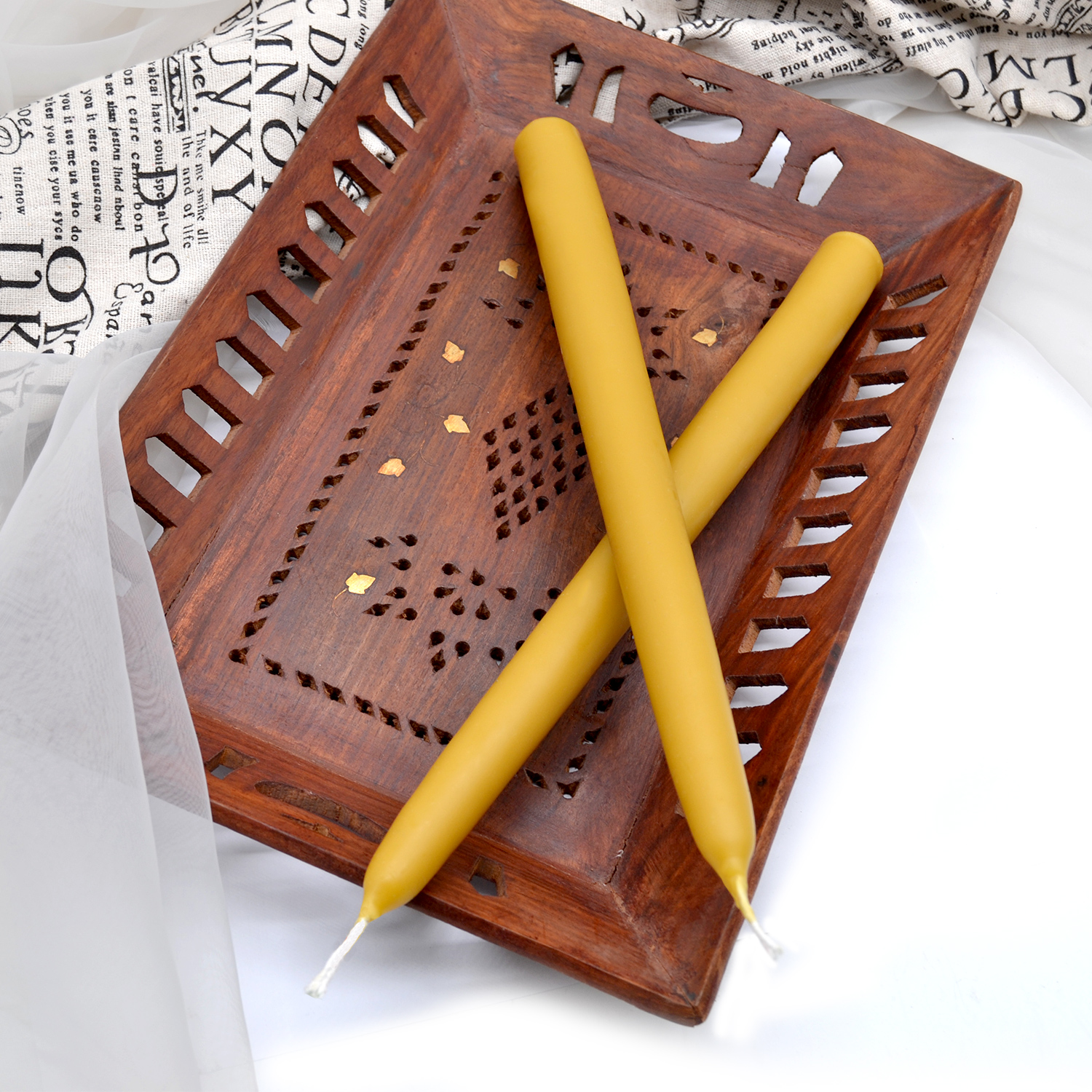 100% Hand Poured Beeswax Taper Candles 100% Hand Poured Beeswax Taper Candles