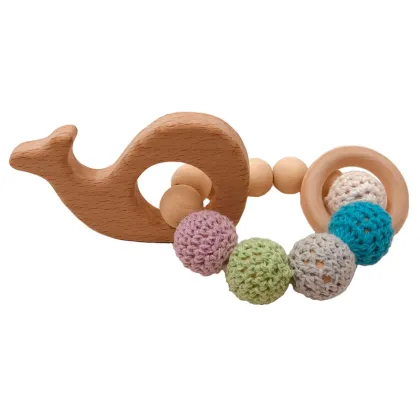 Baby molars beech wood bracelet toy wood natural non-toxic beads crochet cotton beads bracelet