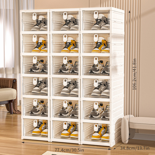 Space-Saving Foldable Shoe Cabinet with Six Layers