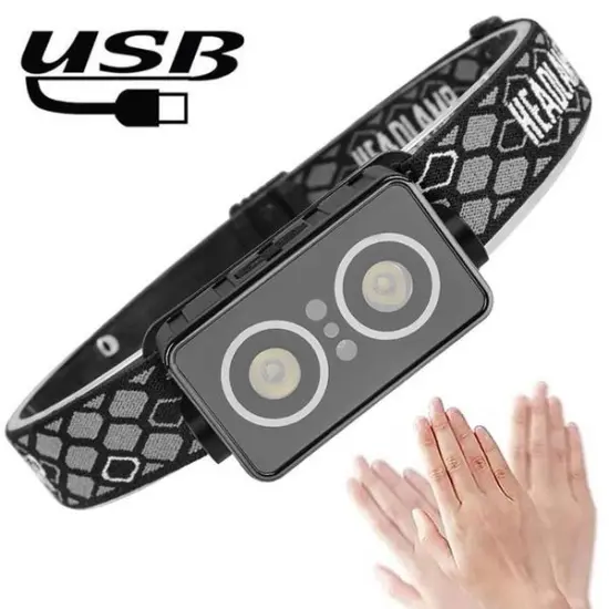 Rechargeable Head Torch Light with Motion Sensor for Camping