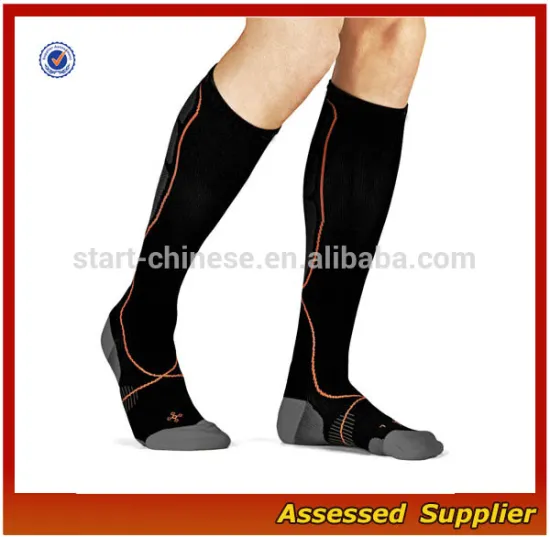 OEM Black Knee High 20-30mmHg Cushion Essentials Active Compression Performance Graduated Sport Socks For Men