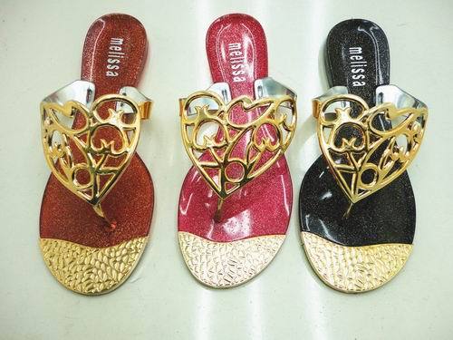 Pink Flip Flops Jelly Sandals with Metallic straps, Shoes, fashion sandals womens flip flops