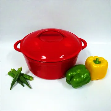 Red Enameled Buautiful Shape Cast Iron Stewpot Casserole
