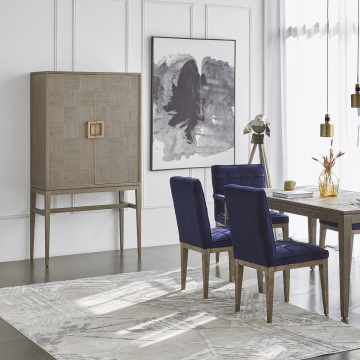 Modern Wooden Metal Base 2-Tier Wine Sideboard Buffet Cabinet with Drawers and Locking Tall Door for Living Room Storage