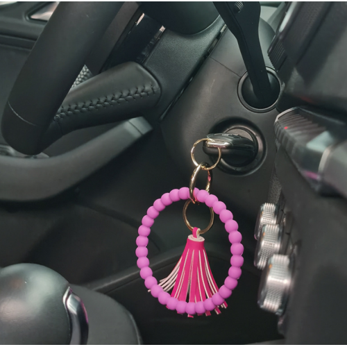 Bracelet de porte-clés perlé en silicone personnalisé avec gland