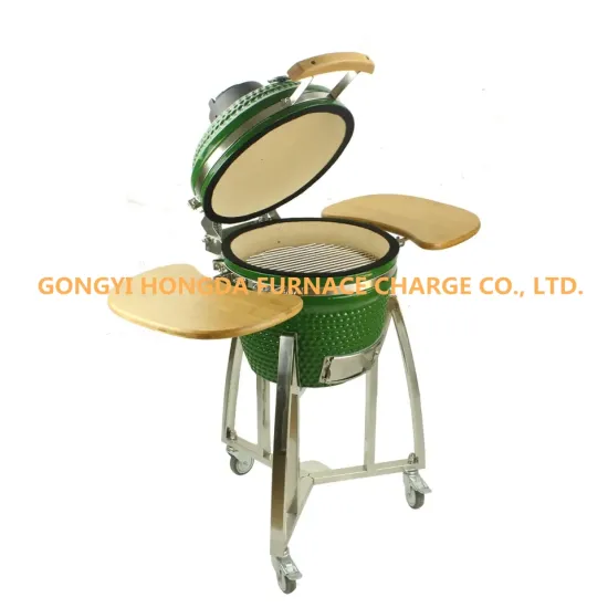 Big Black BBQ Charcoal Grill Kamado Egg Grill with Cast Iron Cart