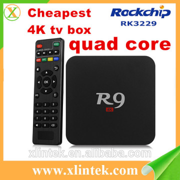 2016 cheapest Original R9 Android TV Box 1g/8G 2.4G wifi Android 5.1 RK3229 chip 4K Full HD Smart R9 tv box