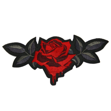 Rose Embroidered badges with laser-cut border