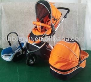 3 in 1 aluminum EN/CE certificate germany baby stroller with inflatable wheels reversible handle