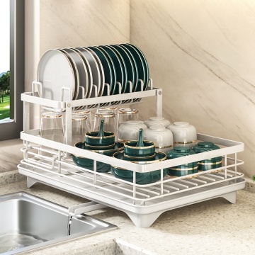 Over The Sink Dish Drying Rack with Removable Utensil Holder