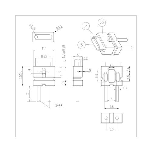 Type-C 2P Female Waterproof With Wire 24AWG