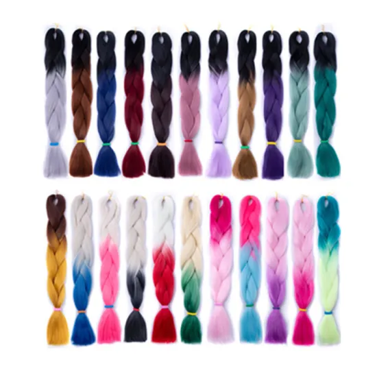 100G 24inch Super Jumbo Braid Synthetic Hair Yaki Braiding Synthetic Twist Hair Extensions High Temperature Synthetic Fiber Hair