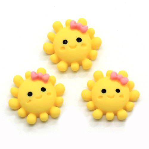 Cartoon Smiling Yellow Sunflower Resin Cabochon Brown Biscuit Flatback Beads Ornament Slime DIY Deco Jewelry Embellishment Shop